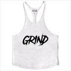 White "GRIND" Stringer Tank Top image 1