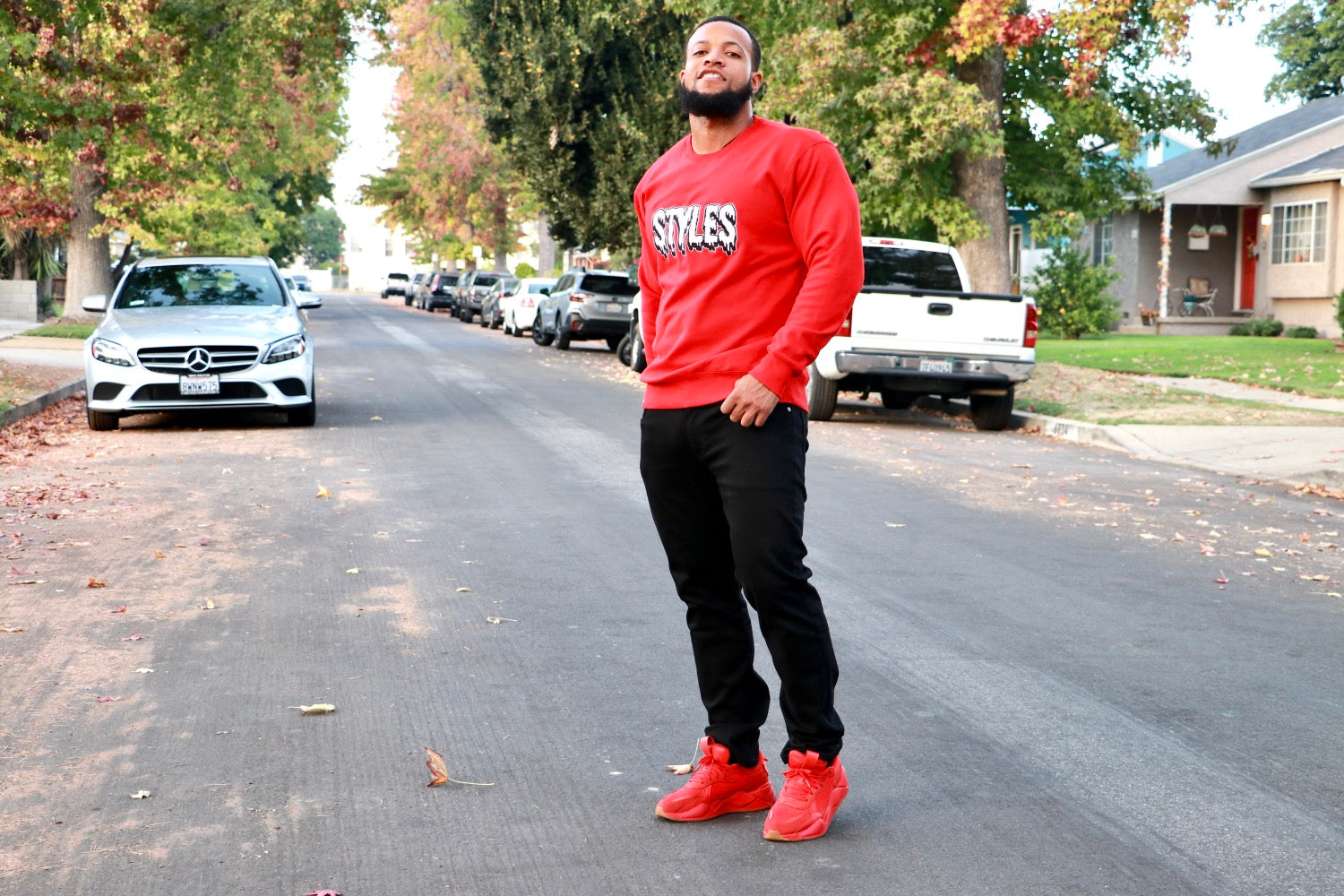 Red Embroidered Crewneck image 1