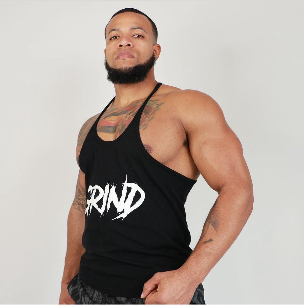 Gray "GRIND" Stringer Tank Top image 1