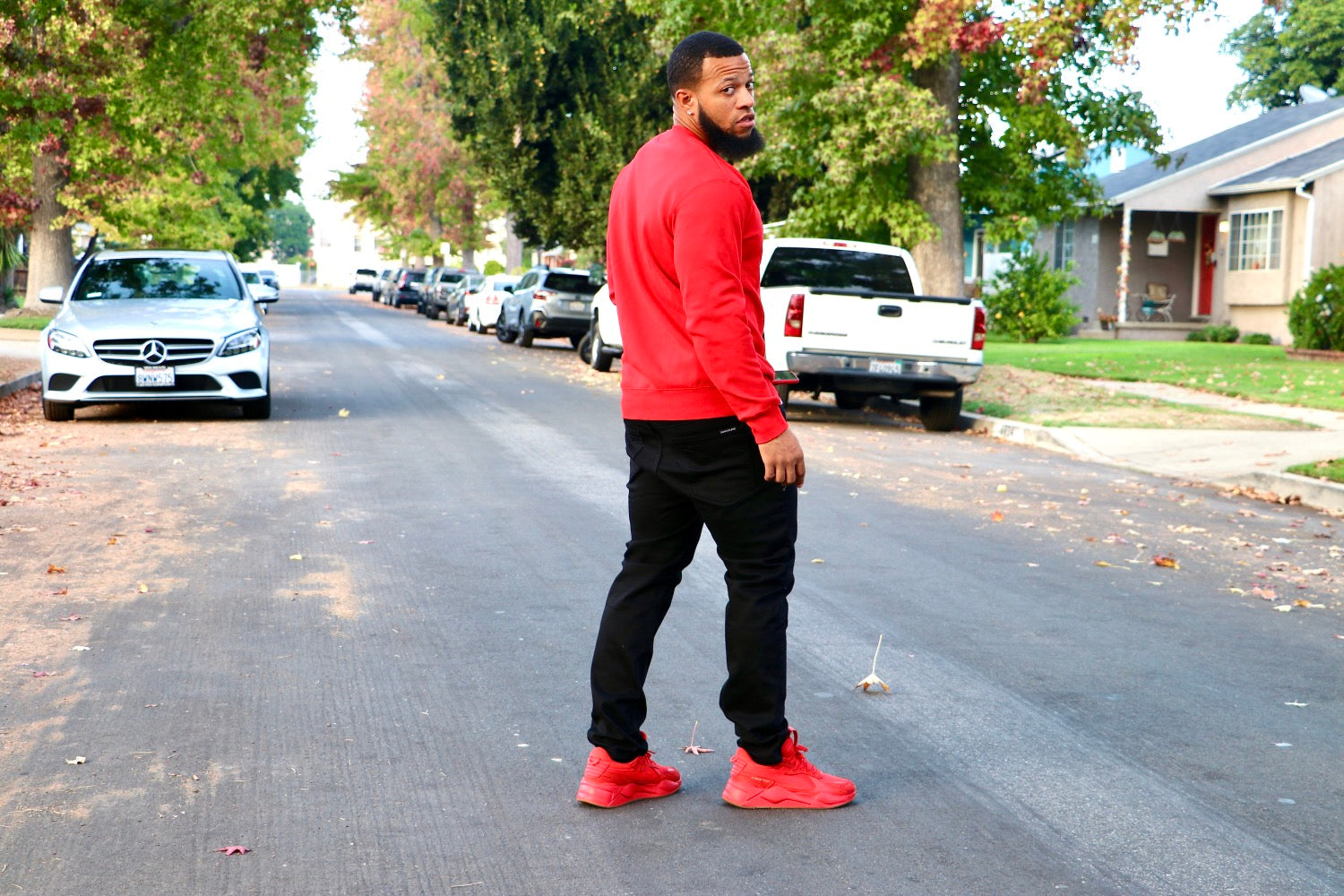 Red Embroidered Crewneck image 4