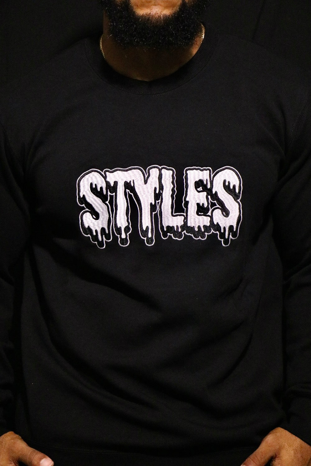 Black Embroidered  Crewneck image 5