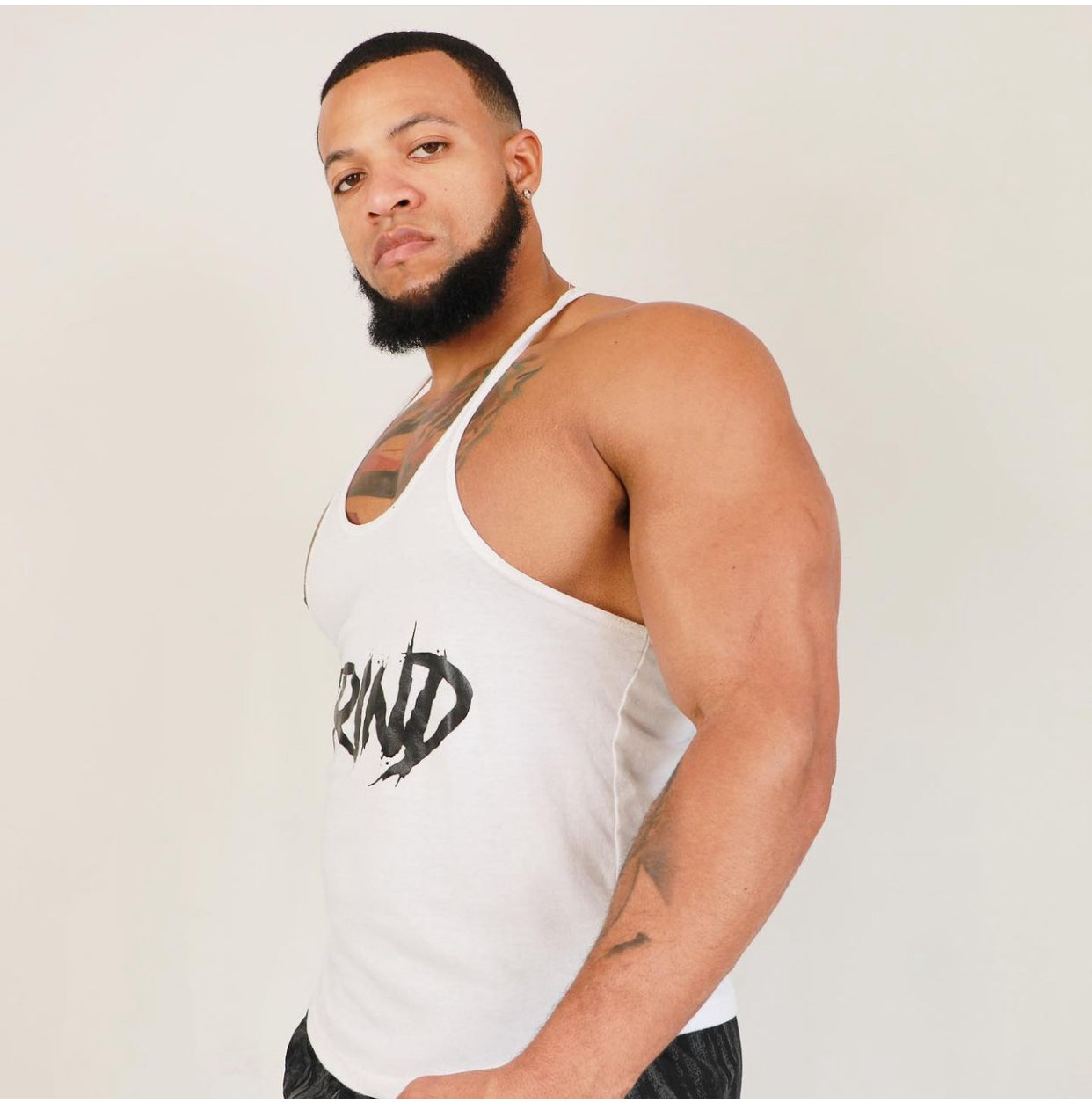 White "GRIND" Stringer Tank Top image 0