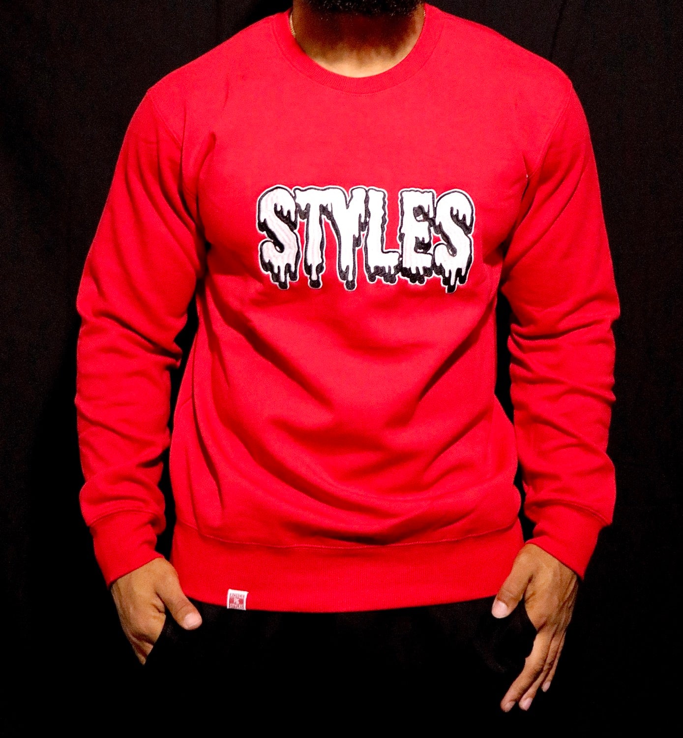 Red Embroidered Crewneck image 5
