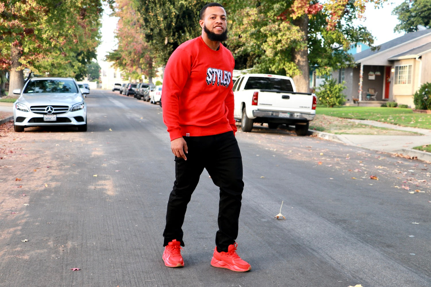 Red Embroidered Crewneck image 3