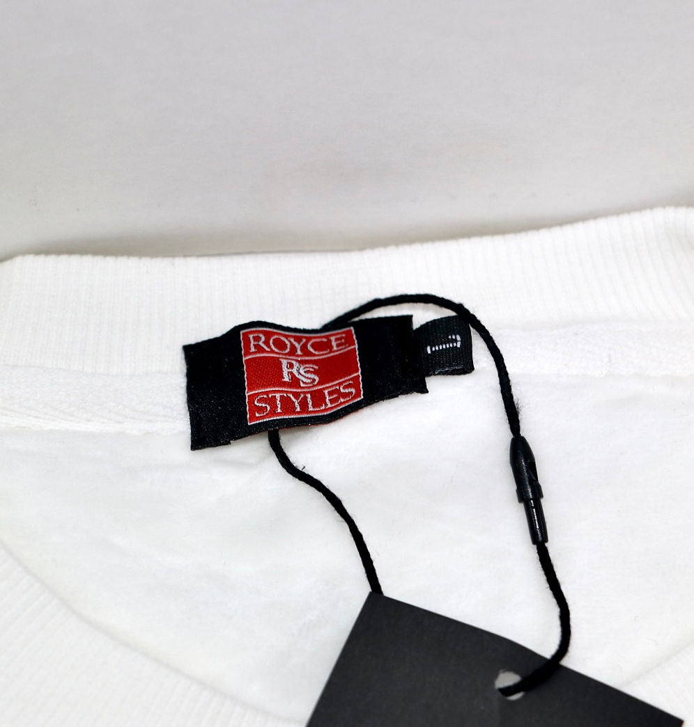 White Embroidered Crewneck