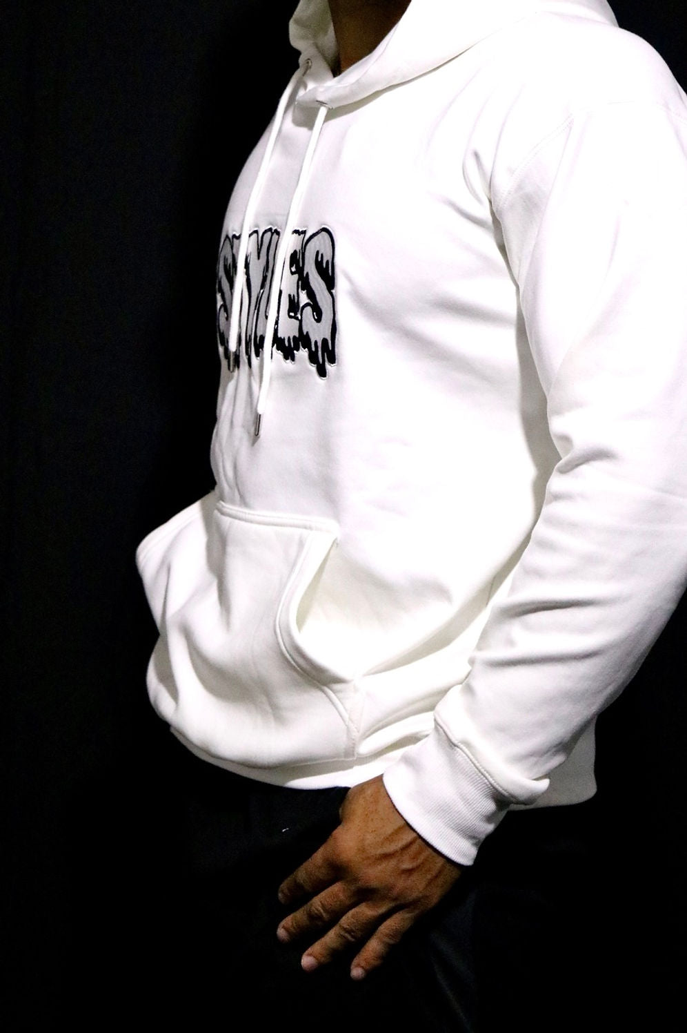White Embroidered Hoodie