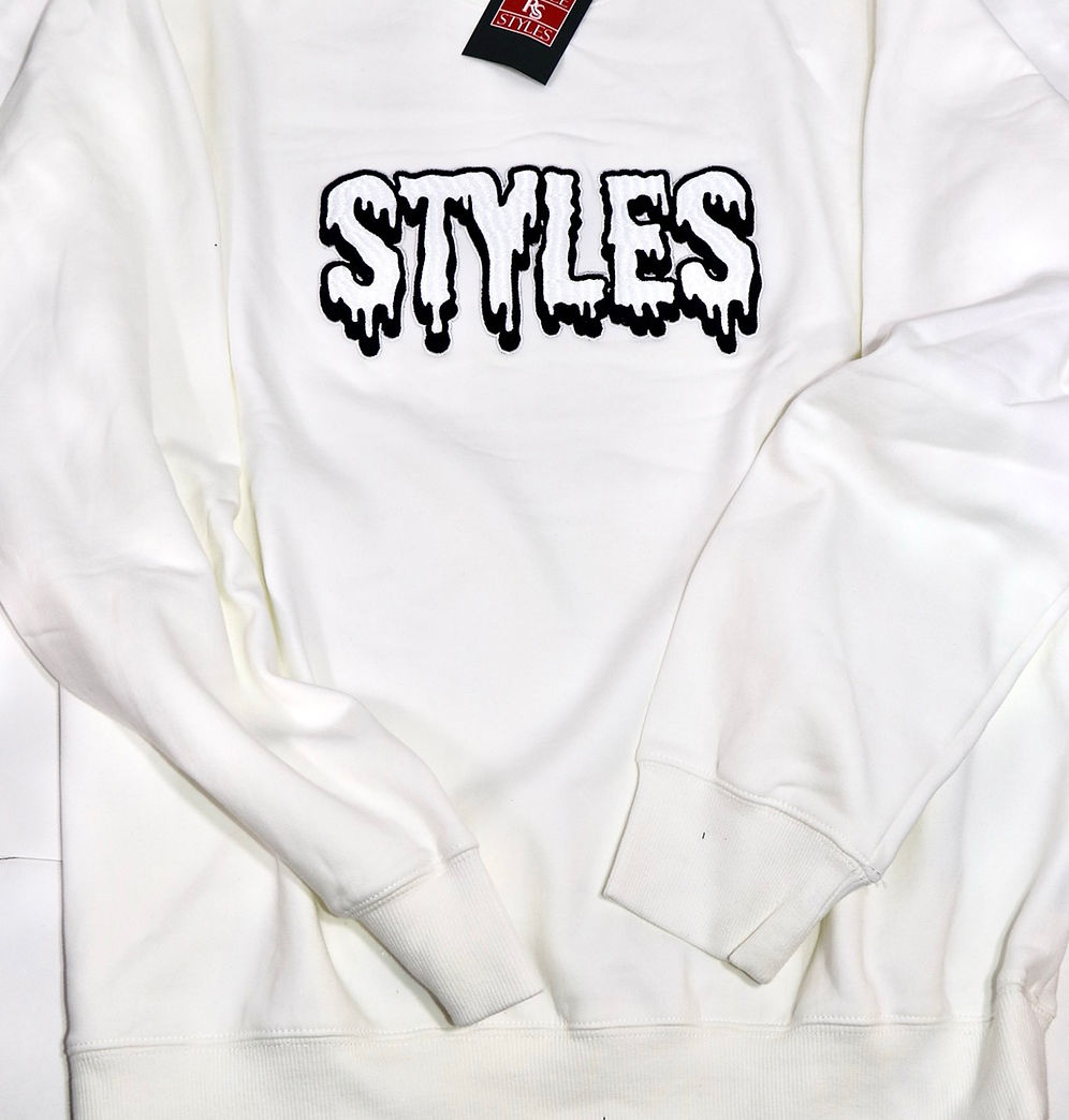 White Embroidered Crewneck