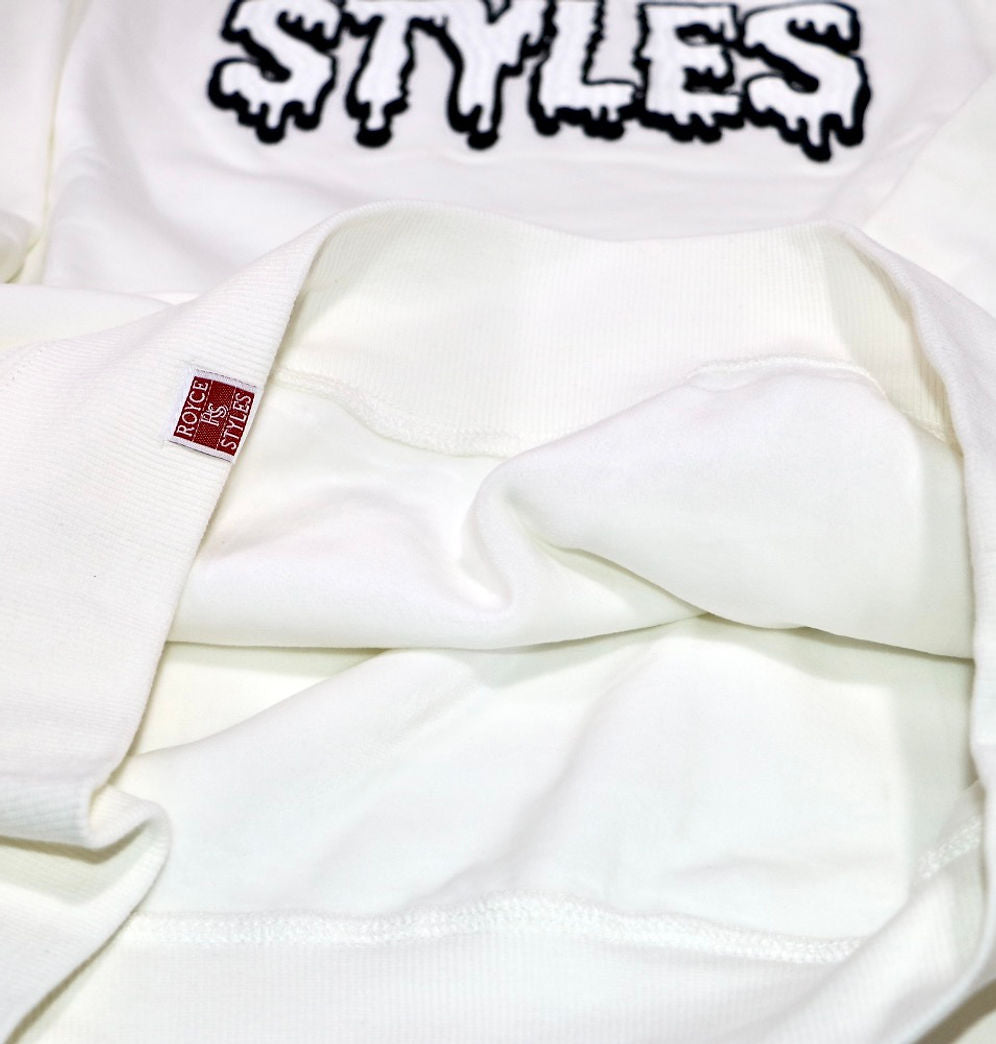 White Embroidered Crewneck