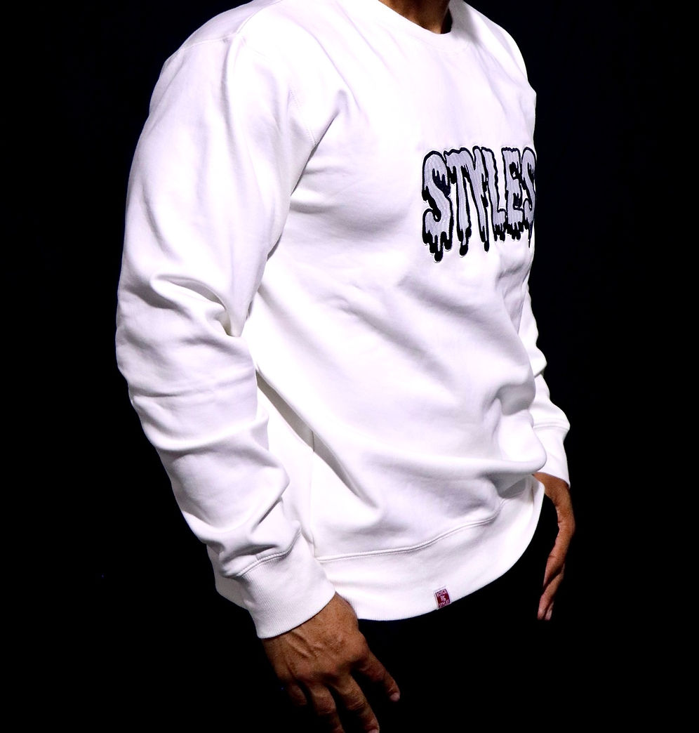 White Embroidered Crewneck