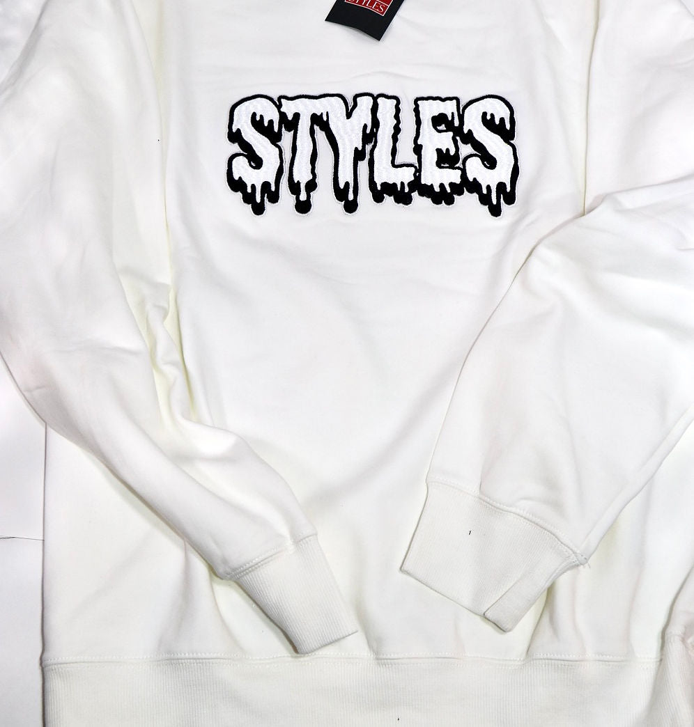 White Embroidered Crewneck