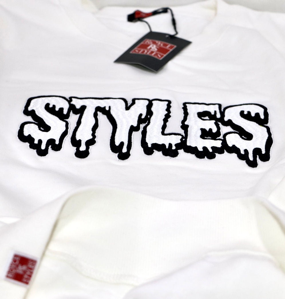 White Embroidered Crewneck