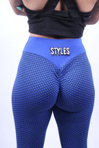 Blue Embroidered Leggings
