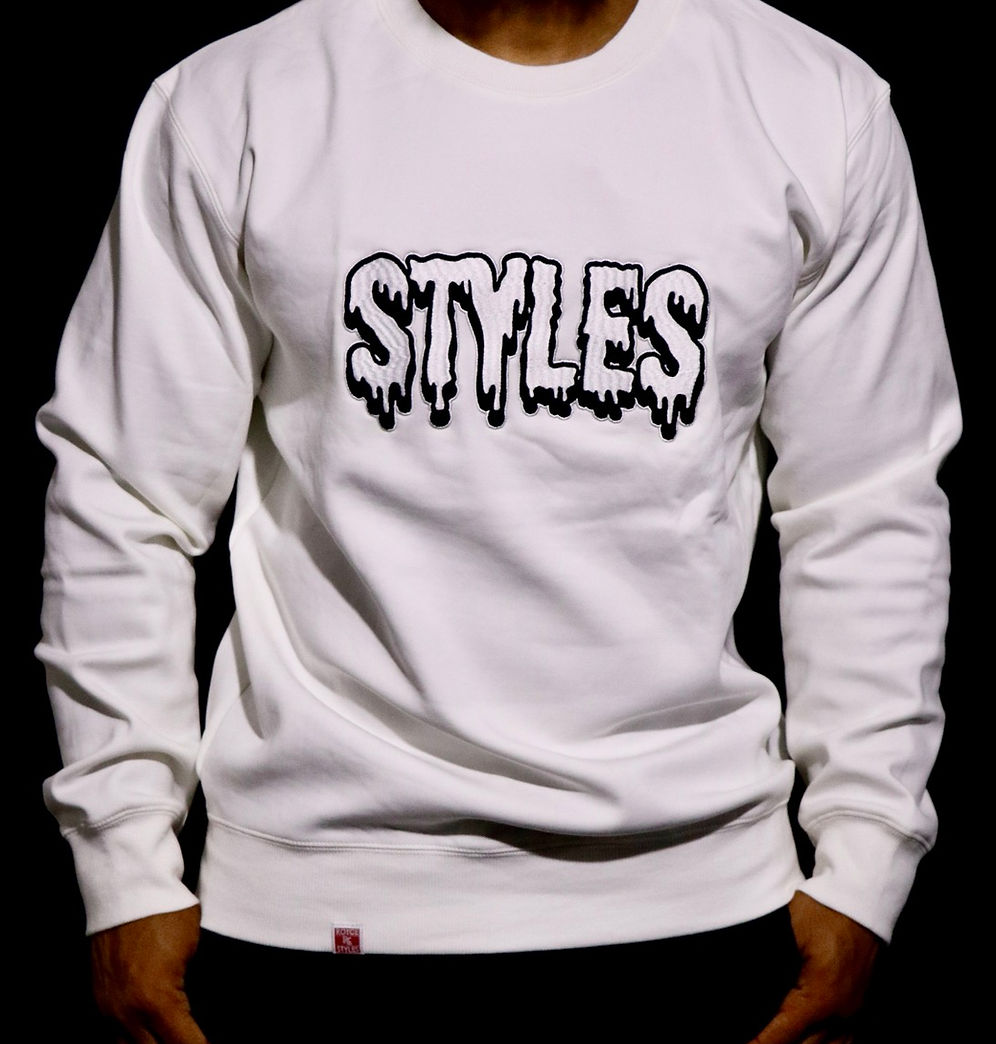 White Embroidered Crewneck