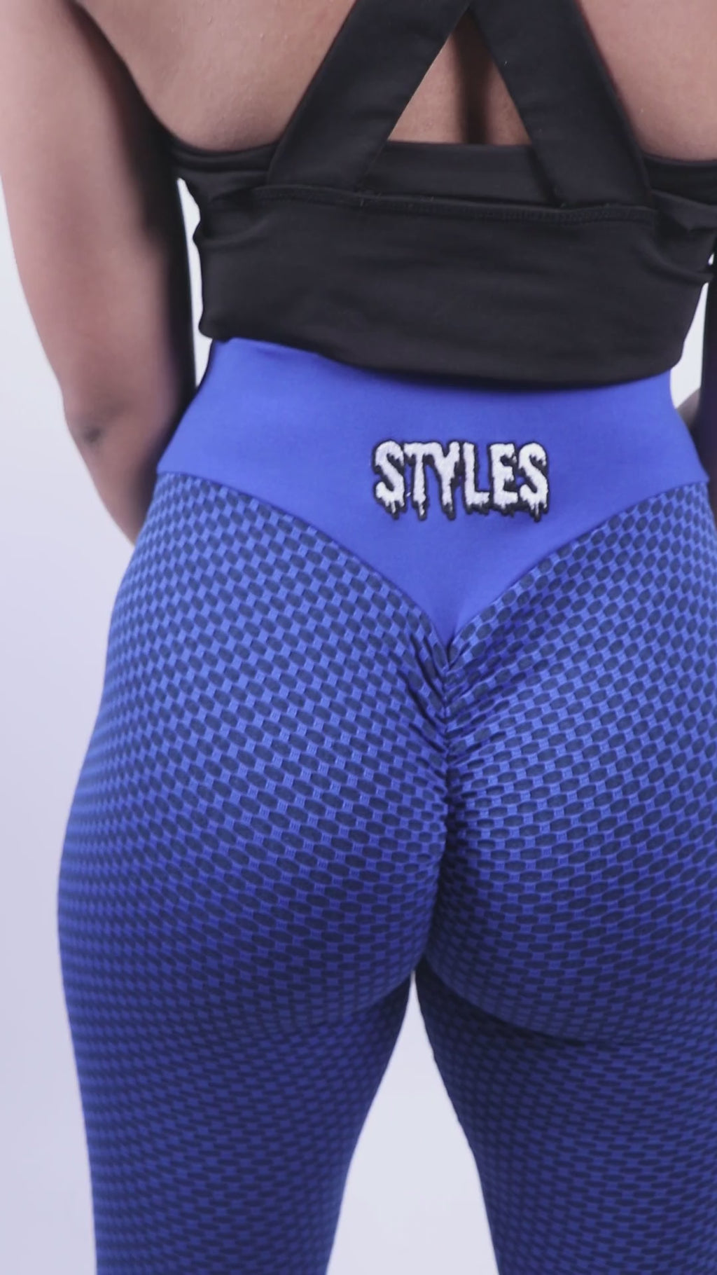 Blue Embroidered Leggings